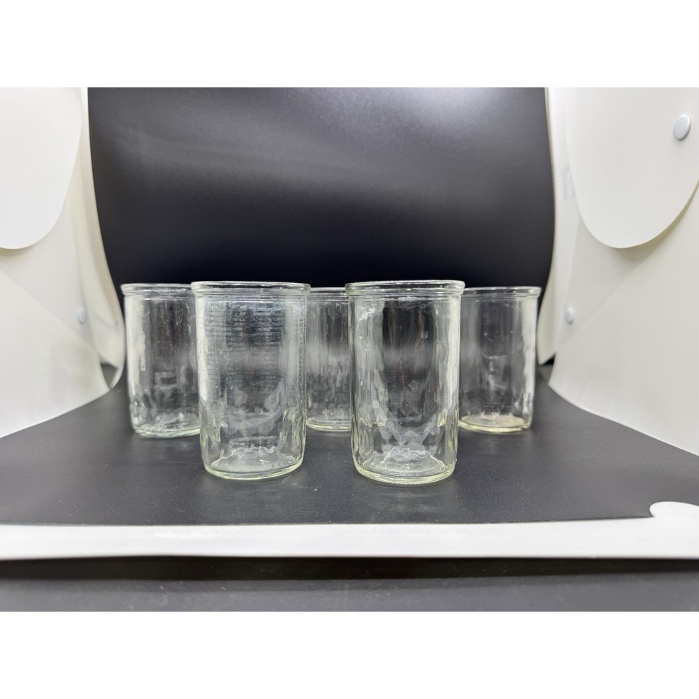 Vintage Unbranded Jelly‎ Jar Glasses Diamond Cut set of 5